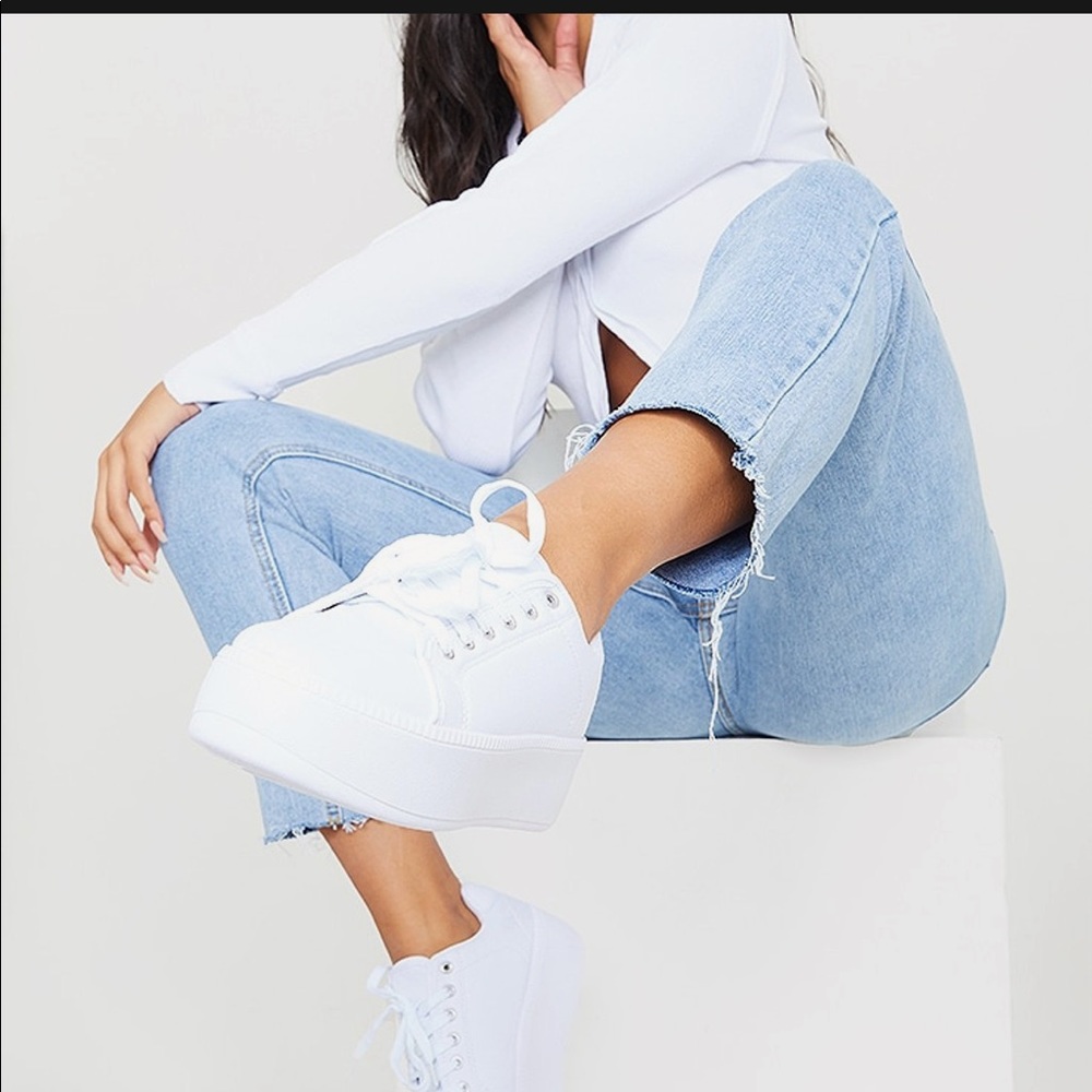 PLT White Flatform Sneakers
